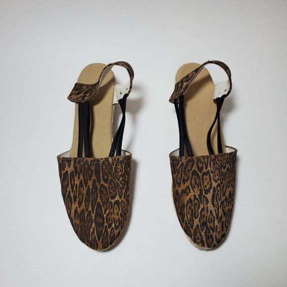 Chico's Janice Canvas Leopard Cheetah Print Slingback Espadrille Wedge Sandals - Picture 4 of 10